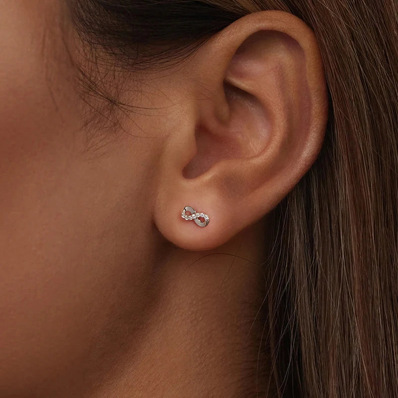 INFINIA - Sterling Silver Moissanite Infinity Stud Earrings