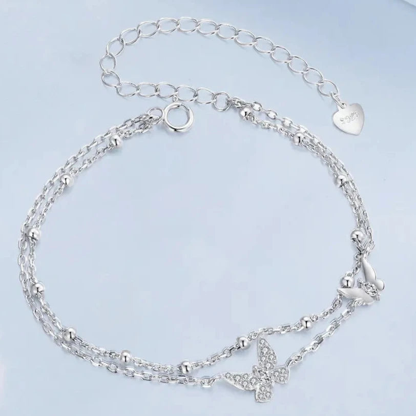 PAPILLON - Double-Layer Butterfly Bracelet in 925 Sterling Silver