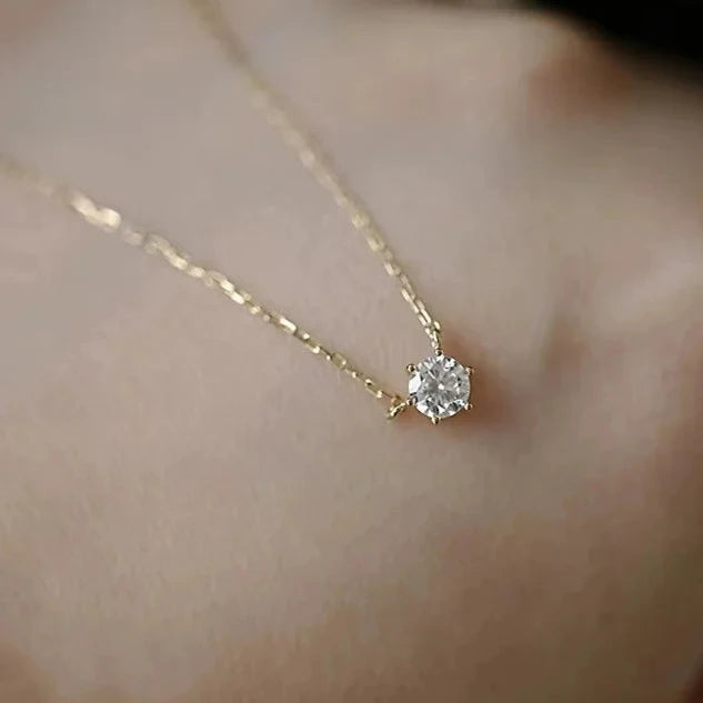 LUMINAIRE - Dainty Silver and Gold Solitaire Necklace