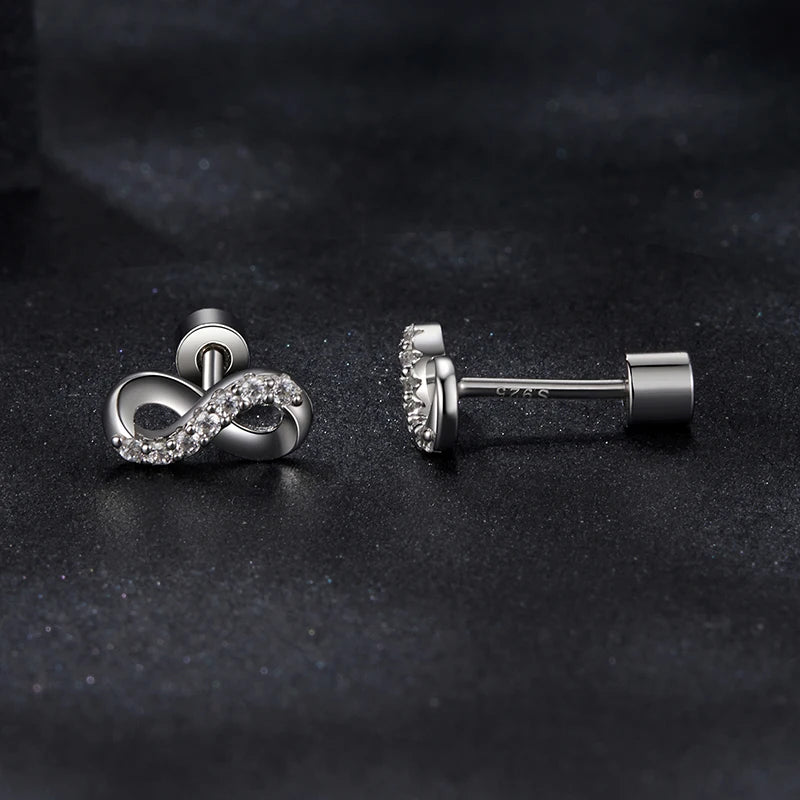 INFINIA - Sterling Silver Moissanite Infinity Stud Earrings