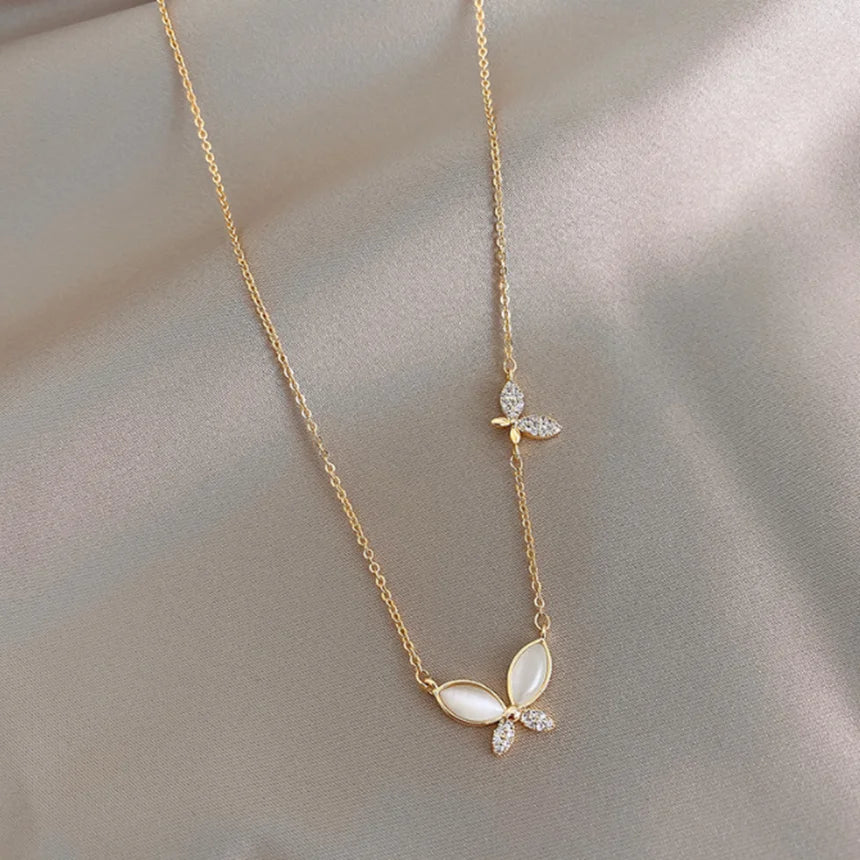 AURORA - Gold-Plated Crystal Butterfly Necklace