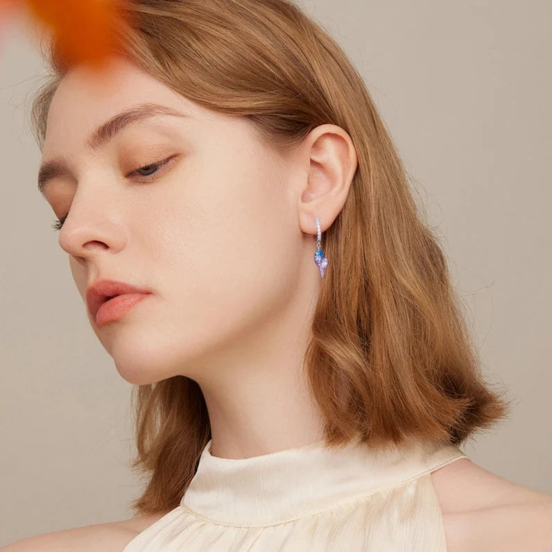MARINA - Sterling Silver Sea Shell Drop Hoop Earrings