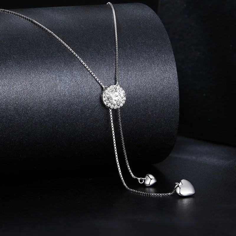 SERAFINA - 925 Sterling Silver Sparkling Moissanite Tassel Necklace