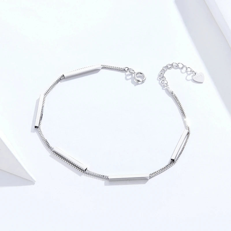 LINEA - 925 Sterling Silver Geometric Chain Bracelet