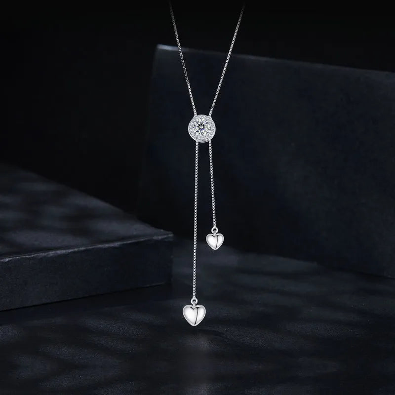 SERAFINA - 925 Sterling Silver Sparkling Moissanite Tassel Necklace