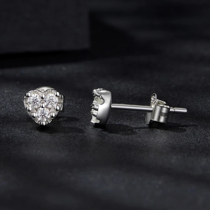 AURORA - Heart-Shaped Sterling Silver Moissanite Stud Earrings