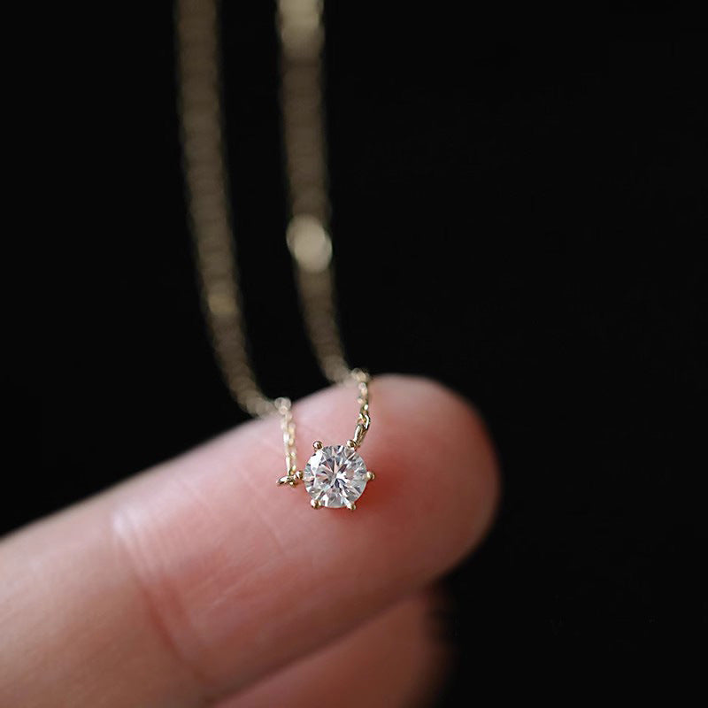 LUMINAIRE - Dainty Silver and Gold Solitaire Necklace