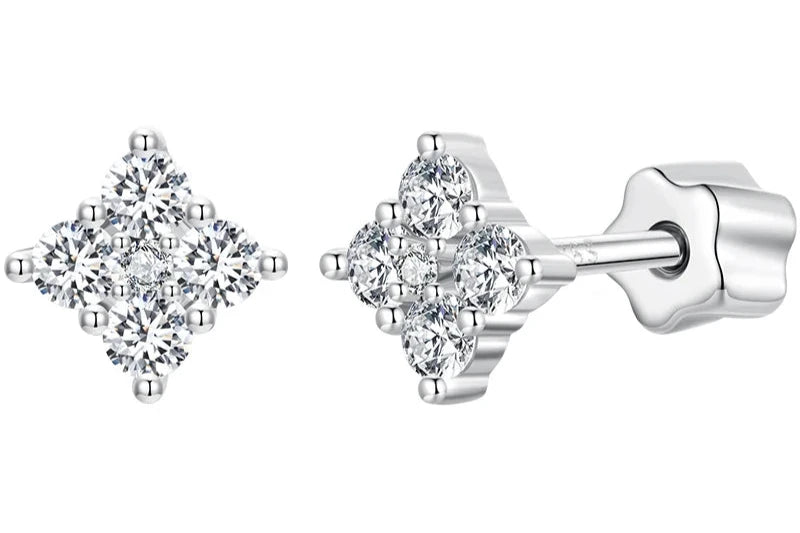 ELYRA - Sterling Silver Moissanite Cluster Stud Earrings