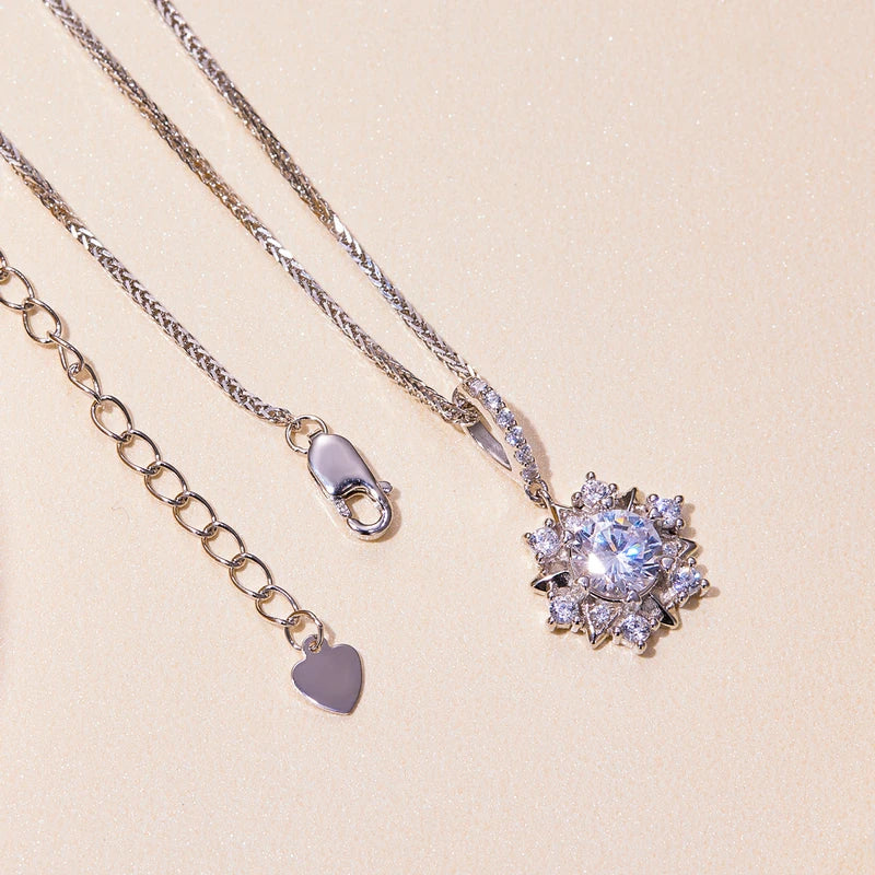 ASTRID - Sterling Silver Starburst Moissanite Pendant Necklace