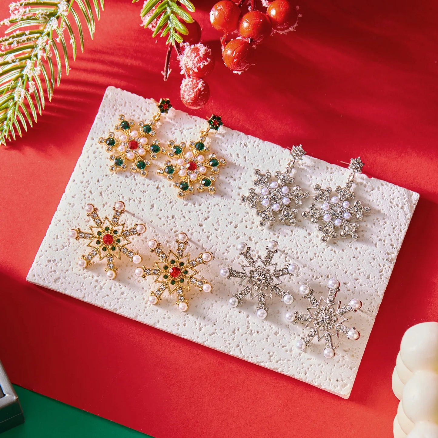 WINTER BLOOM - Crystal Snowflake Statement Earrings