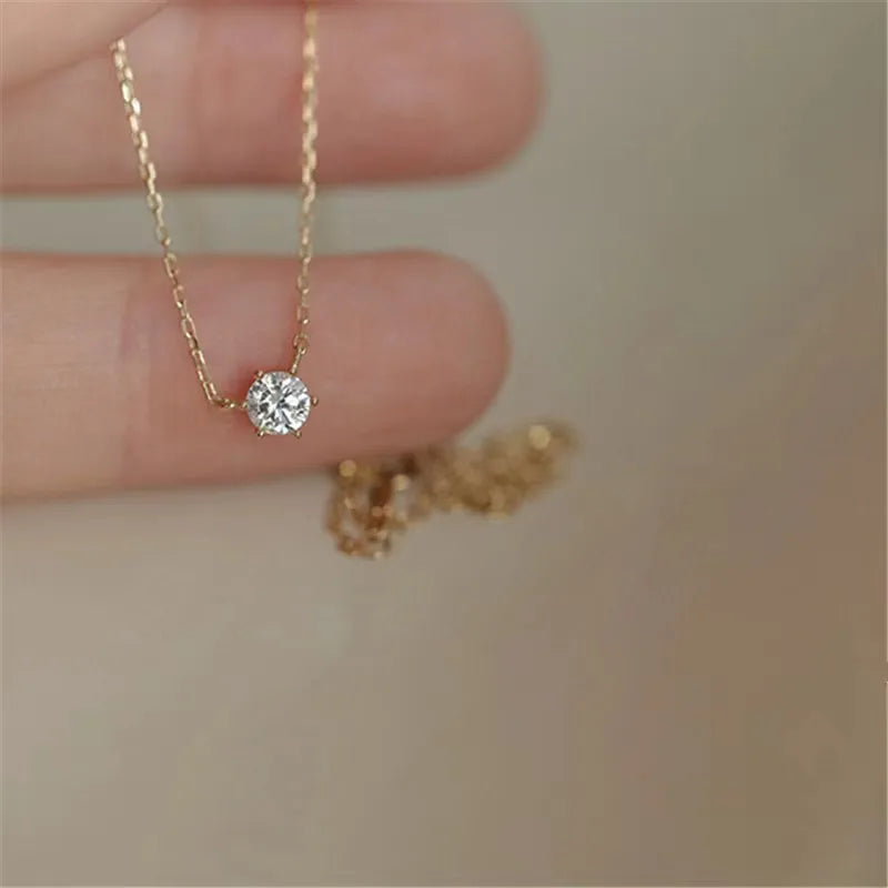 LUMINAIRE - Dainty Silver and Gold Solitaire Necklace