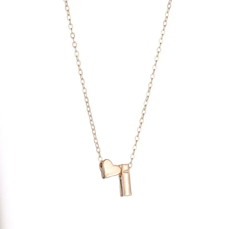 LOVECHAIN - 18k Gold Plated Customizable Alphabet Heart Necklace