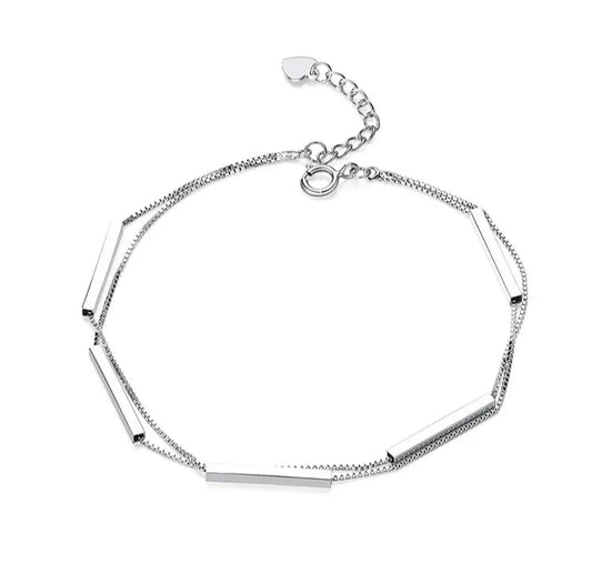 LINEA - 925 Sterling Silver Geometric Chain Bracelet