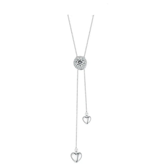 SERAFINA - 925 Sterling Silver Sparkling Moissanite Tassel Necklace
