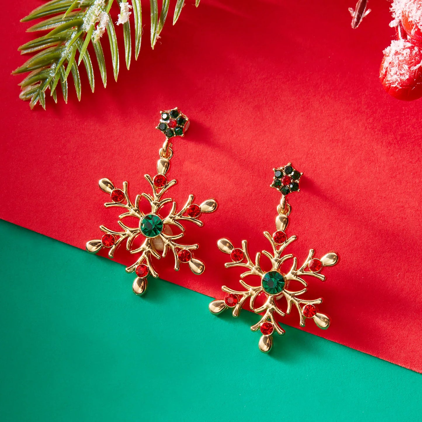 WINTER BLOOM - Crystal Snowflake Statement Earrings