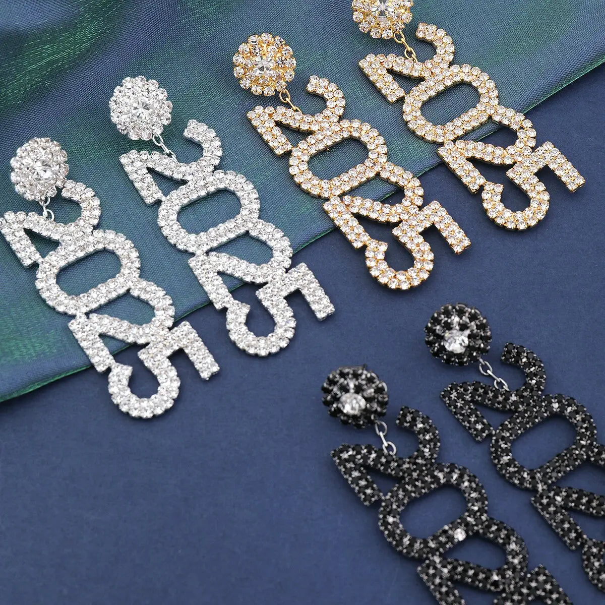 GLAM SPARK - Rhinestone 2025 Celebration Earrings