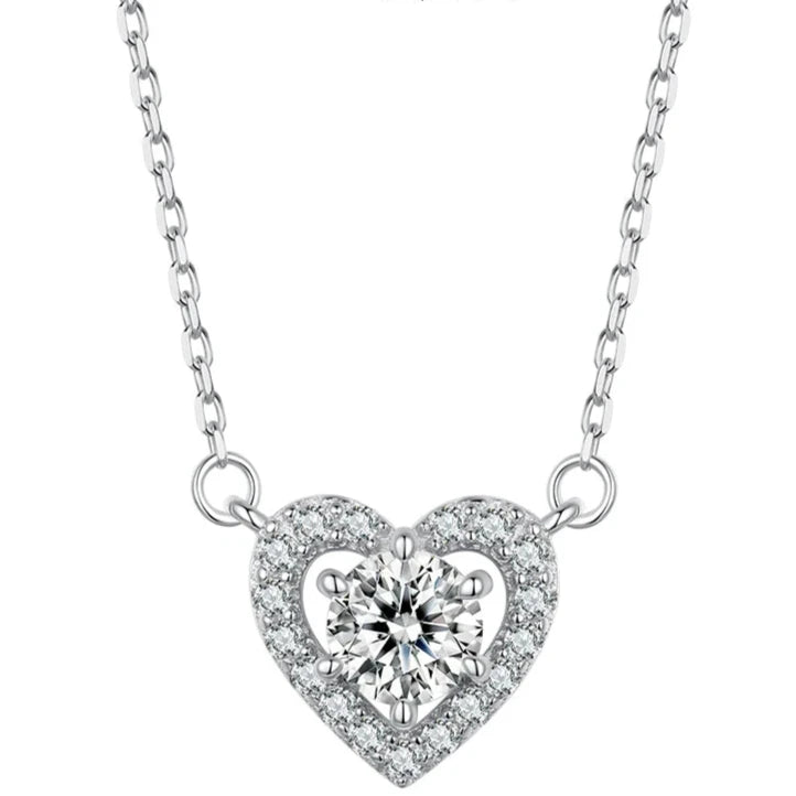 SERAPHINA - Sterling Silver Heart Moissanite Pendant Necklace