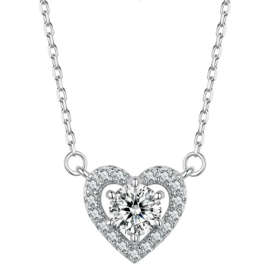 SERAPHINA - Sterling Silver Heart Moissanite Pendant Necklace