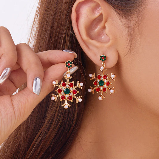 WINTER BLOOM - Crystal Snowflake Statement Earrings