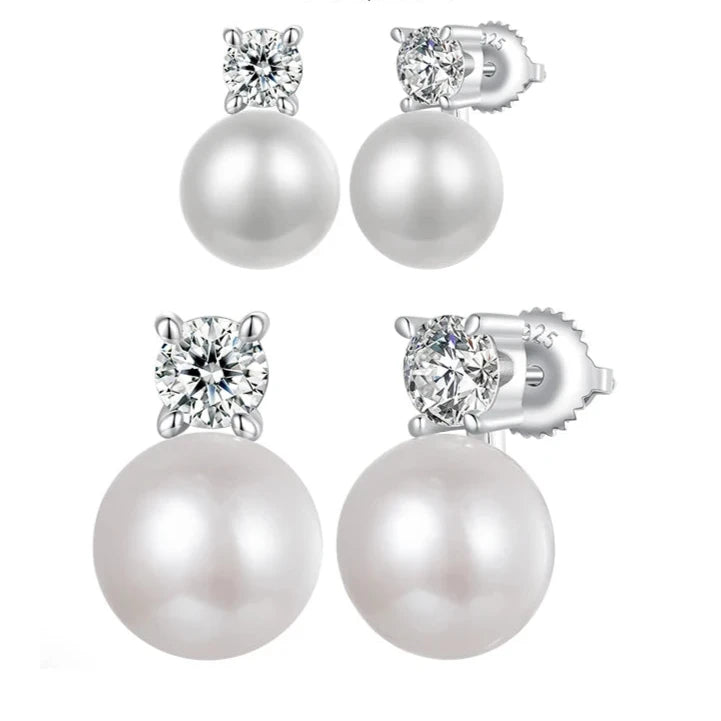 ISLA - Sterling Silver Moissanite and Pearl Drop Earrings