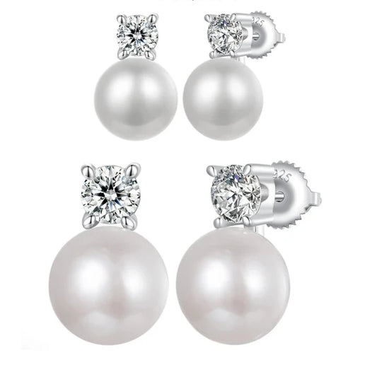 ISLA - Sterling Silver Moissanite and Pearl Drop Earrings