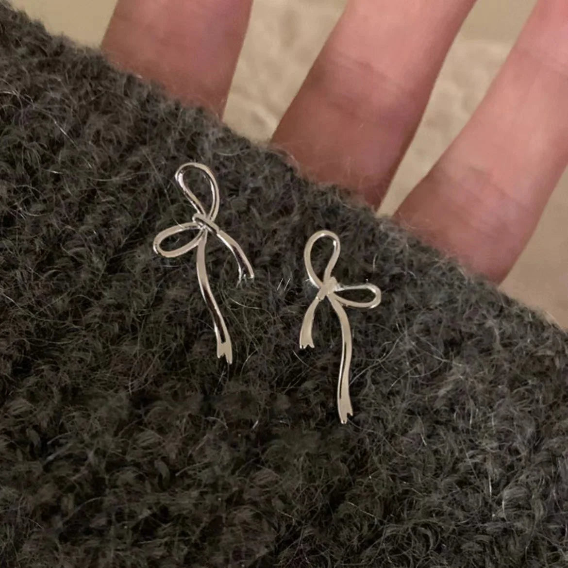 LUNA - Gold-Plated Ribbon Bow Stud Earrings