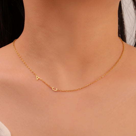ASTRA - Minimalist Custom Stainless Steel 18k Gold Plated Initial Necklace