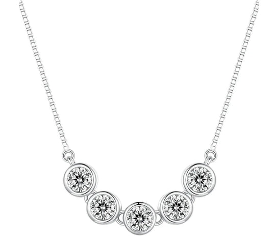 LUMIÈRE - 925 Sterling Silver Moissanite Five-Stone Necklace