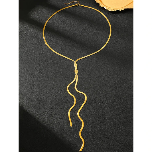 ELYSIAN - Elegant Silver/Gold Lariat Necklace for Modern Chic