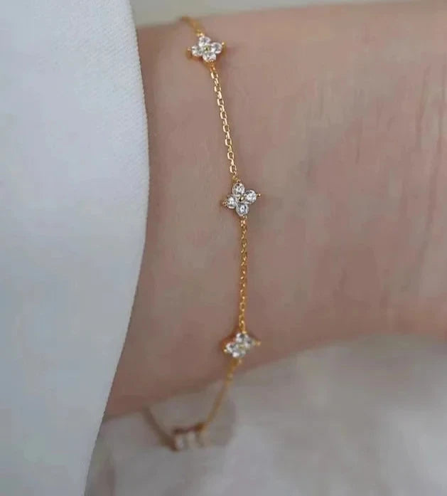 GARDENIA - 18K Gold-Plated Sterling Silver Floral Bracelet
