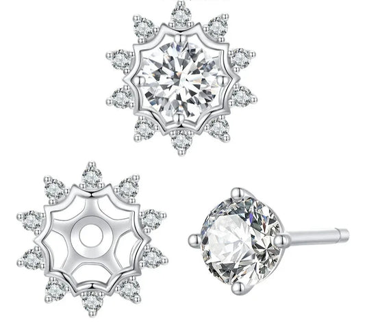 SOLARA - Sunburst Moissanite Sterling Silver Stud Earrings