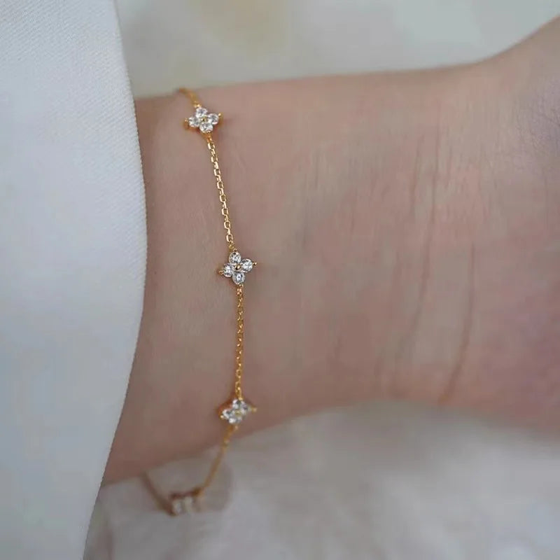 GARDENIA - 18K Gold-Plated Sterling Silver Floral Bracelet