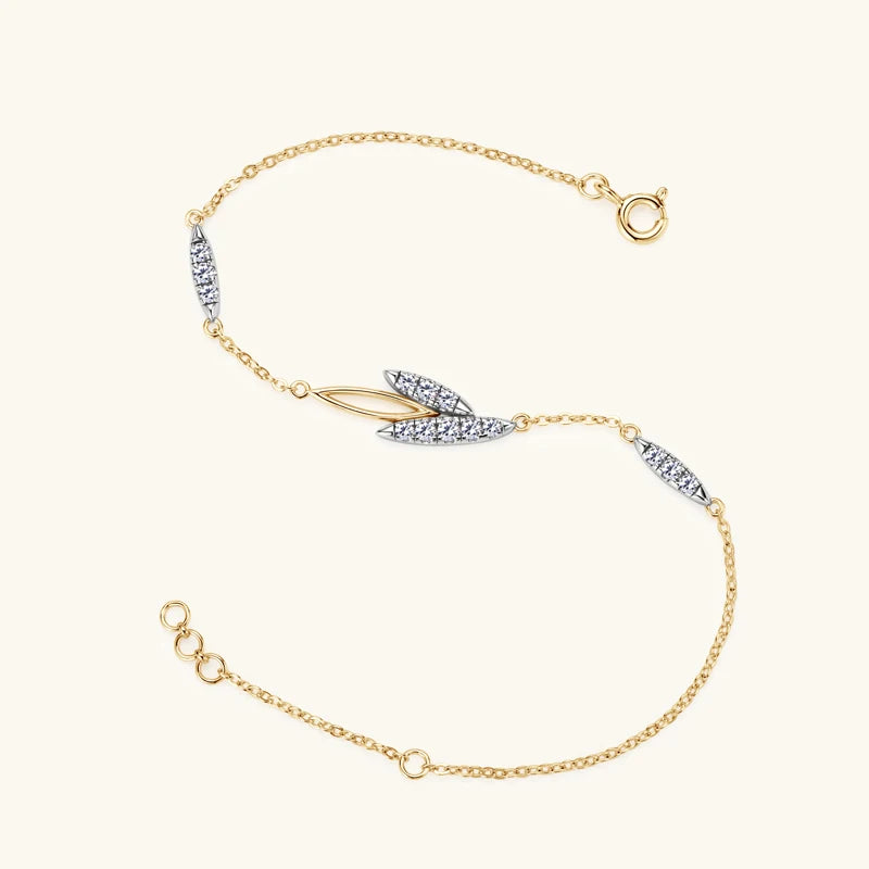 FIORA - Rose Gold Plated Sterling Silver Moissanite Leaf Bracelet