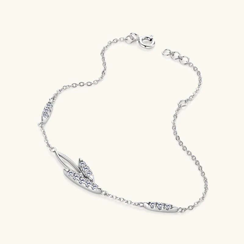 FIORA - Rose Gold Plated Sterling Silver Moissanite Leaf Bracelet