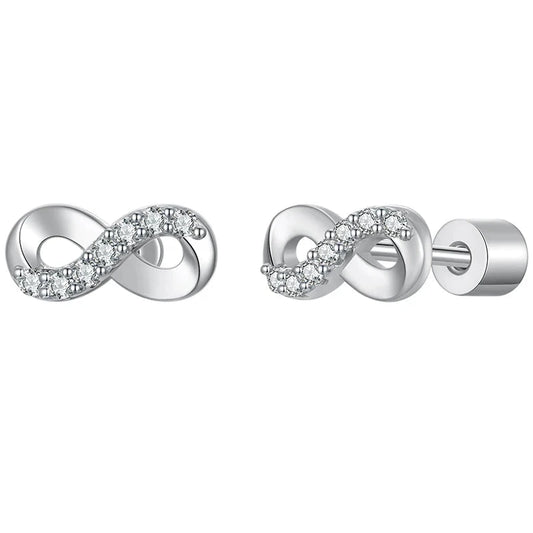 INFINIA - Sterling Silver Moissanite Infinity Stud Earrings