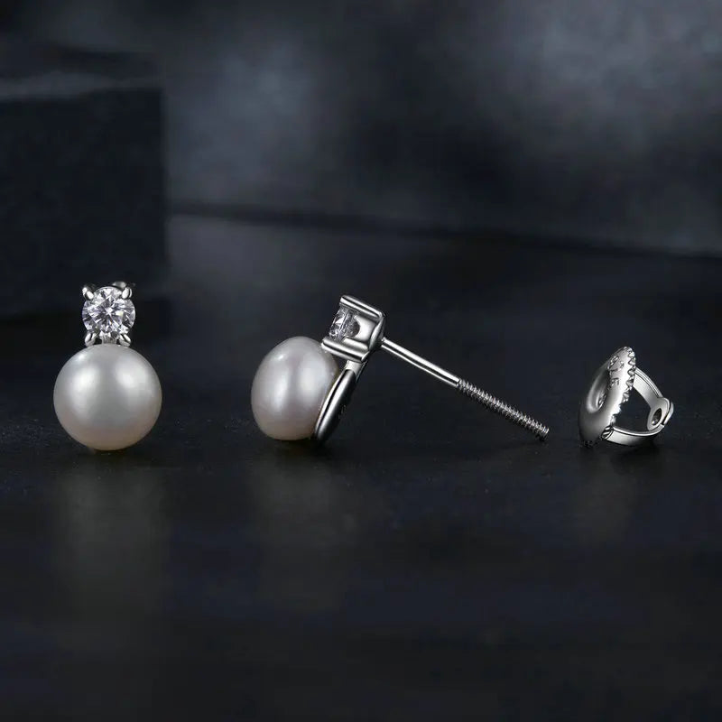ISLA - Sterling Silver Moissanite and Pearl Drop Earrings