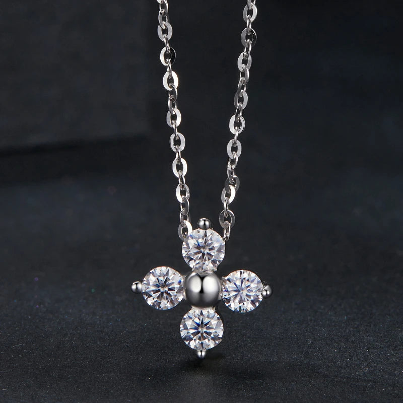 ELYSIA - Moissanite Flower Pendant Necklace in Sterling Silver